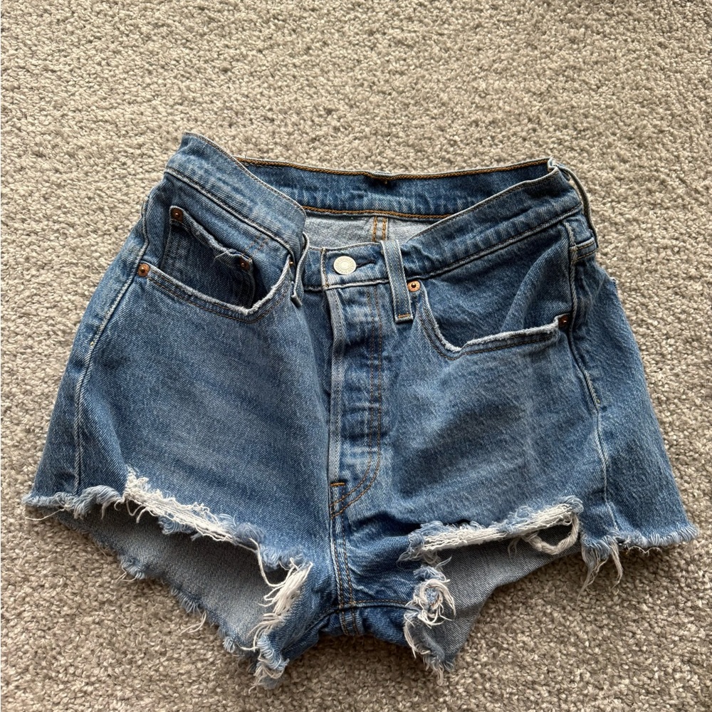 Levi's 501 premium Blue Jean Shorts High-Waisted Distressed